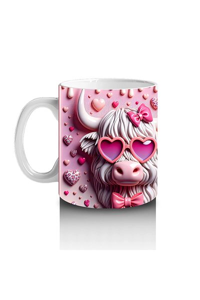 Luluyen Pink Patterned Fond of Pigs on the Background – Printed Coffee Mug