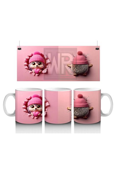Luluyen Mascot Girl with Pompom Hat and Knitted Beanie Figure – Printed Coffee Cup