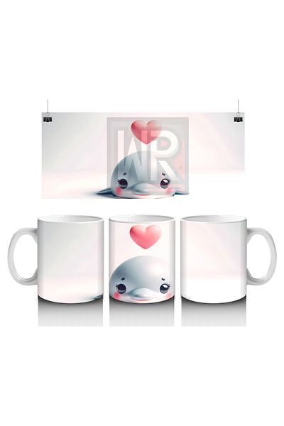 Luluyen Cute Blue Octopus with Pink Heart Balloon – Printed Coffee Mug