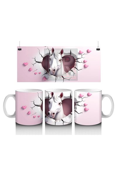 Luluyen Romantic Horse Figure between Pink Walls – Printed Coffee Mug