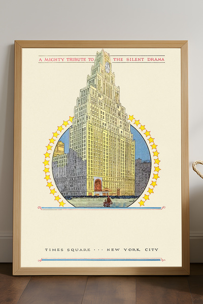 Duvarda Poster înrămat din lemn natural Times Square, pictură decorativă de p...