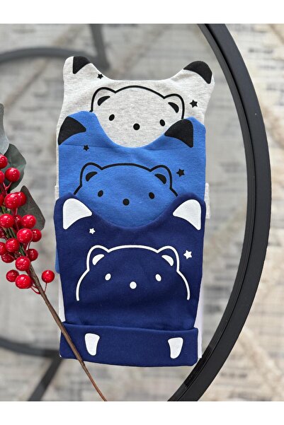 VANİLLİA قبعة أطفال لطيفة على شكل دب محبوك للجنسين، مجموعة من 3 قطع