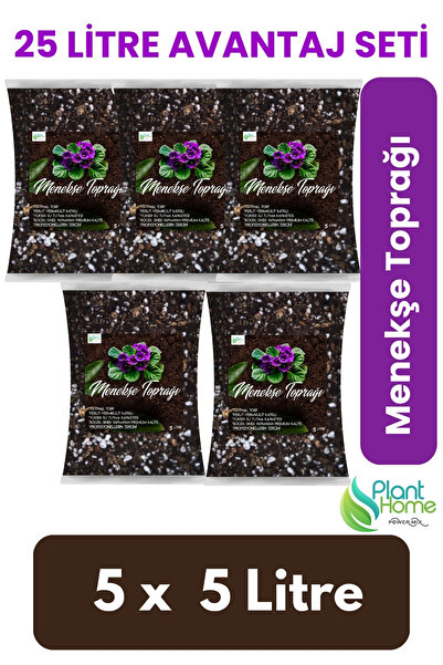 Plant Home Power Mix 20 Lt Menekşe Toprağı - 5x5 Lt Paket | Özel Formül | Hav...