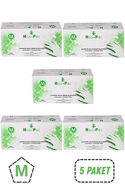 Has-Pet Haspet Pudrasız Lateks Muayene Eldiveni Medium 5 Kutu