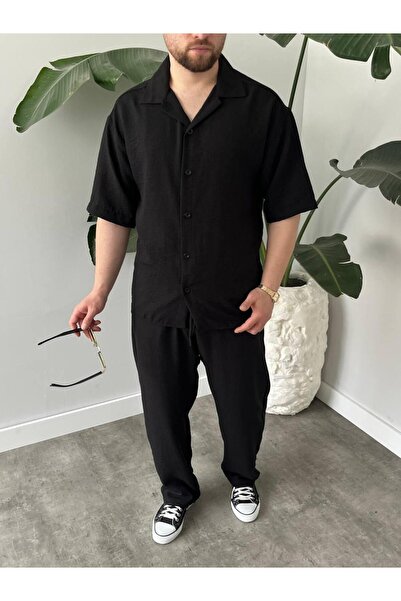 Kingdom yıkamalı keten pantolon gömlek takım