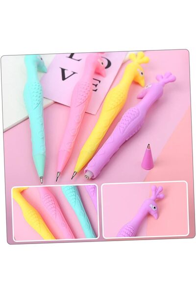 Minopi 3 Adet Sevimli Tavus Kuşu Kalem Versatil Kalem 0.7 mm Renkli Çocuk Kalemi