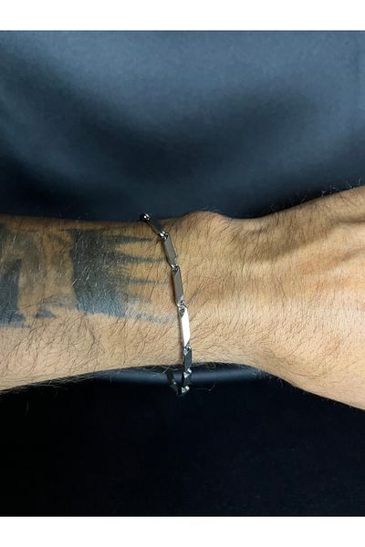 Mos Tespih Men's Cube Model Triangle Steel Bracelet