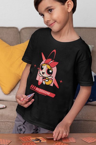 SEVBANO Tricou unisex cu desene animate pentru copii Blossom Printed Power Puff Girls (1-12 ANI)