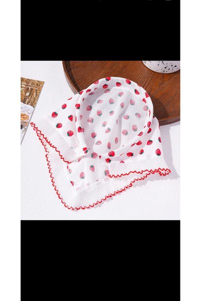 EMKSHOP Strawberry Patterned Ruffle Bohemian Crown (Scarf Boho Headband)