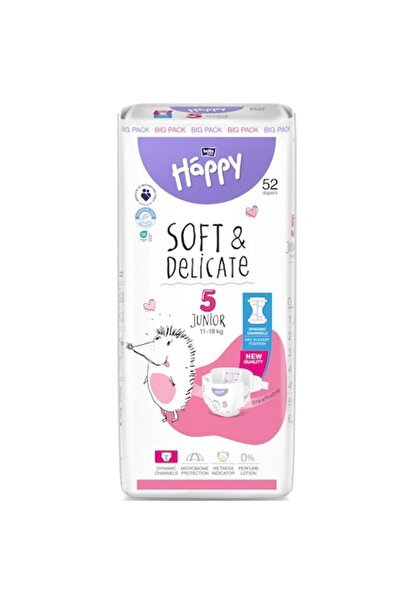 Happy Soft&Delicate Junior Diapers, Size 5, 52 pcs