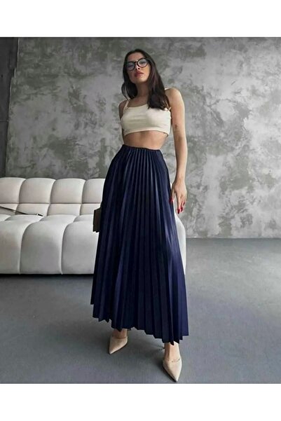 OEM Fustă lungă plisată, mărime universală, albastră