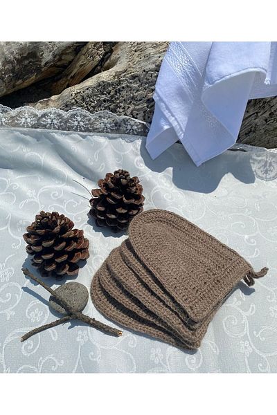 Kadife Hanım Hand Knitted Bath Roof from 100% Sheep Wool - Brown