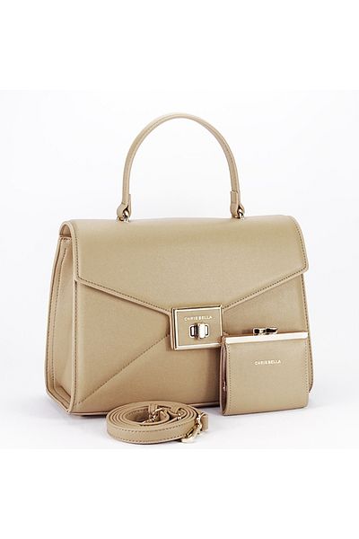 CHRİS BELLA Dark beige Premium medium bag with wallet CB2305-1 M6