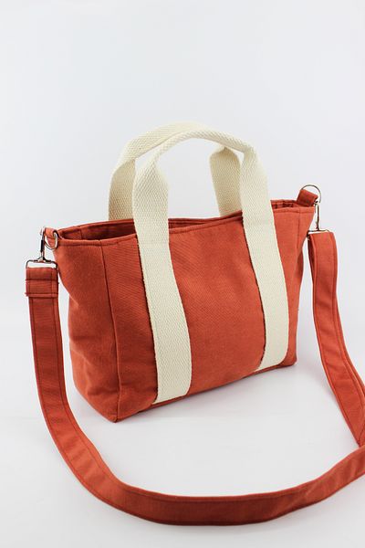 İLKYAZ Solid Color Linen Fabric Snap Closure Tile Women's Small Size Cross Shoulder Bag 25X20X9 cm