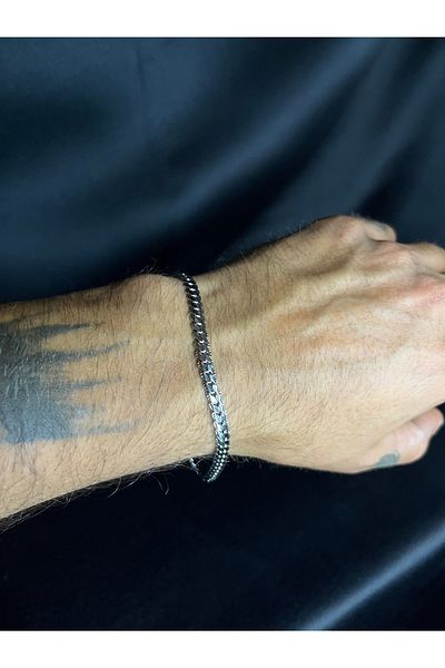 Mos Tespih Men's Fish Back Model Steel Bracelet