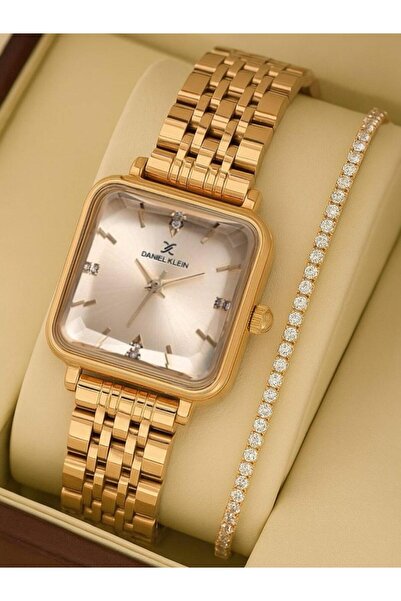 Daniel Klein Rose Gold Kadın Kol Saati & Su Yolu Bileklik Hediyeli Set