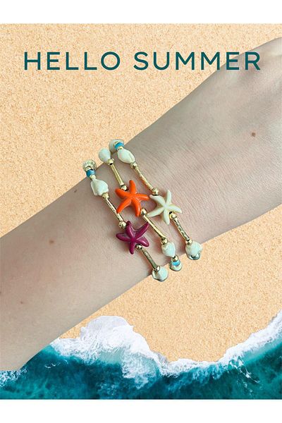 Asteria Jewelry Seashell Summer Bracelet Colorful Starfish Bracelet
