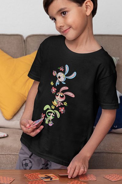 SEVBANO Tricou pentru copii unisex cu desene animate Power Puff Girls (1-12 ANI)