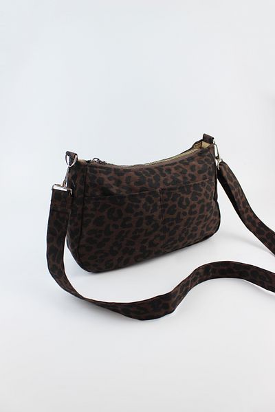İLKYAZ Leopard Patterned Bitter Brown Waterproof Women's Shoulder Bag 27X17X8 cm