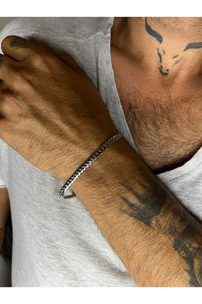 Mos Tespih Men's Fish Back Model Steel Bracelet