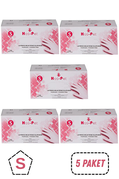 Has-Pet Haspet Pudrasız Lateks Muayene Eldiveni Small 5 Kutu
