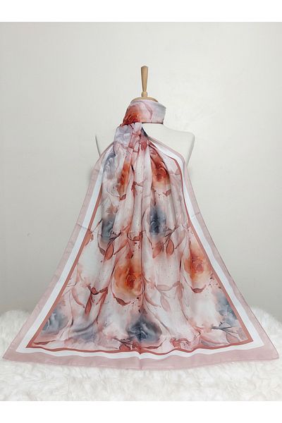 REMOMODA Patterned Soft Cotton Shawl Floral Model