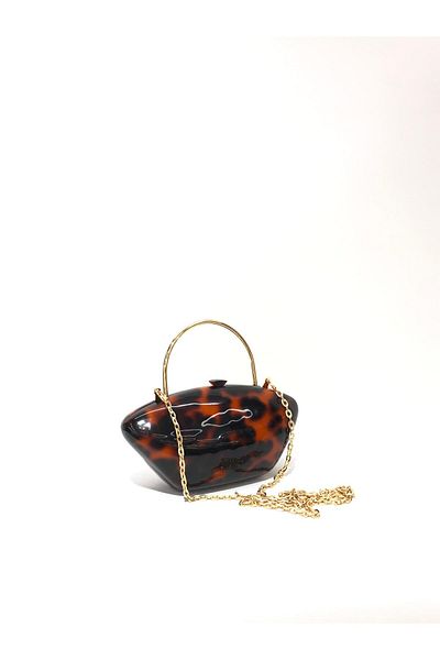 womenacs Women's Luxury Leopard Pearl Evening Dress Clutch Portfolio Chain Strap Hand Wedding Engagement Henna Night Shoulder Bag