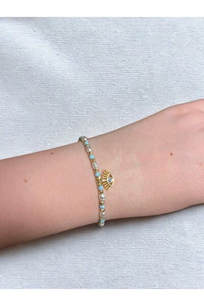 Asteria Jewelry سوار العين مع تفاصيل اللؤلؤ والخرز