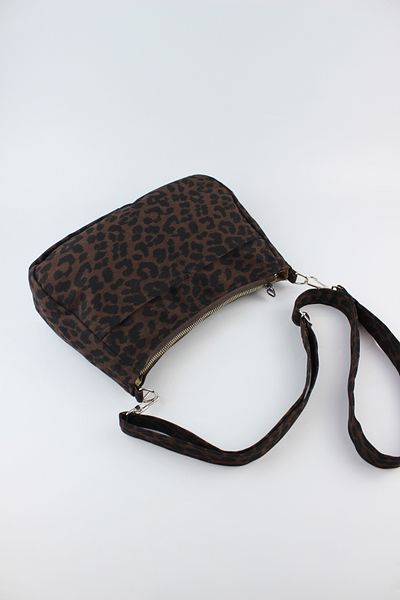 İLKYAZ Leopard Patterned Bitter Brown Waterproof Women's Shoulder Bag 27X17X8 cm