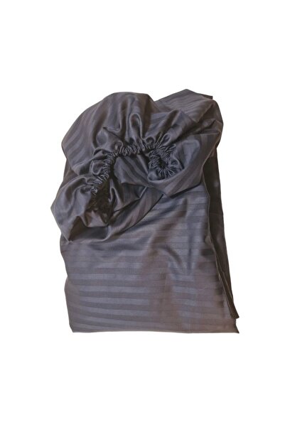 ARIALE Fitted Bed Sheet ARIALE, Satin Damask, 180 X 200 X 25, Navy Blue