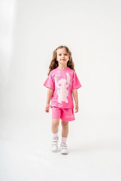 JELİBOOM Stitch Summer Girl Shorts Set 100% Cotton