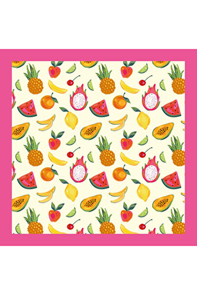 Sultan İpek وشاح/باندانا منقوشة بالفواكه مقاس 48x48