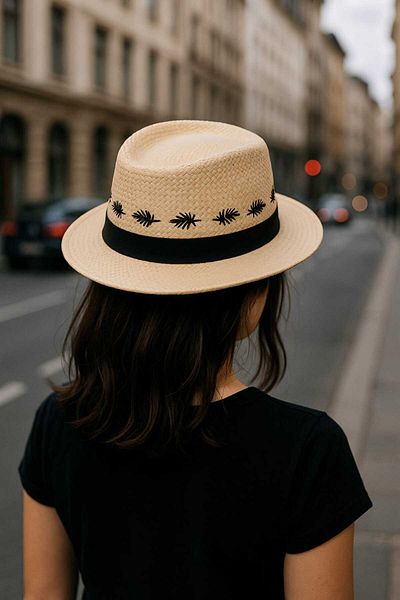Betülce Bohemian Embroidered Straw Hat- Sea Breeze
