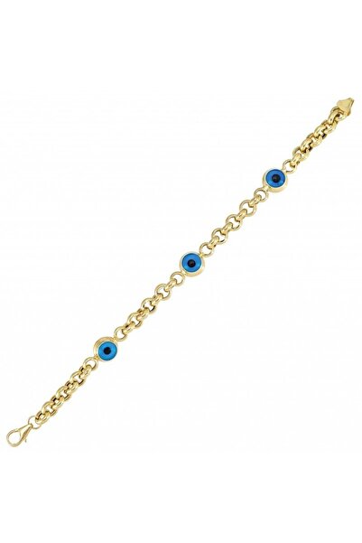 Sembol Gold Nazar Boncuklu Altın Bileklik 14 Ayar