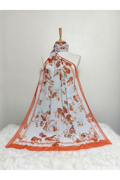 REMOMODA Floral Chiffon Shawl High Quality Fine Texture Soft Chiffon