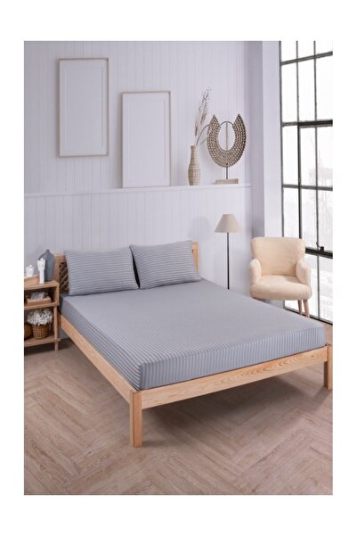 Artiva Home Collection Cotton Striped Satin Fitted Sheet and Pillowcase Set