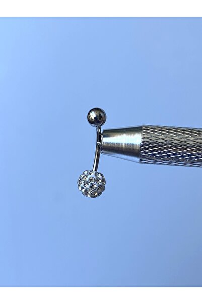 kurukafagift Çelik Taşlı Toplu Minimal Gümüş Renk Göbek Piercing