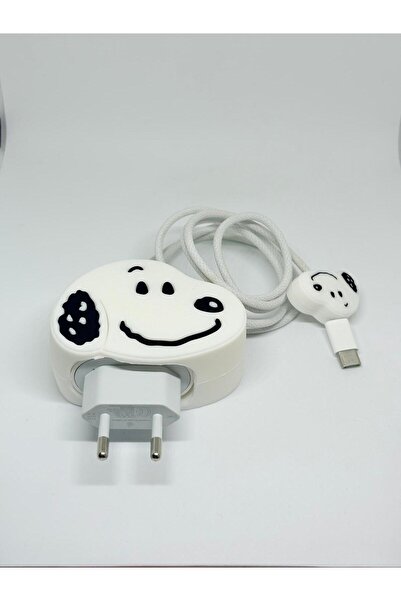 Store Iphone 18-20W Uyumlu Snoopy Tasarımlı Şarj Adaptör Kılıfı ve Kablo Koru...