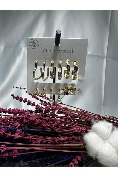 Mutenaura Stainless Steel Earring Set of 12