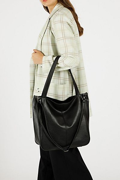 MILANOFOX Women's Black Large Casual Shoulder and Shoulder Bag, Lined Faux Leather Crossbody Bag (Business, Office, Daily)