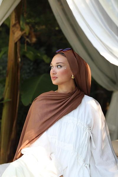 Şalland Natural Cotton Shawl Warm Coffee