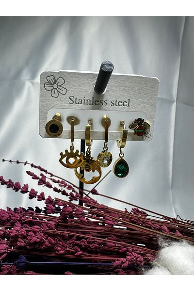 Mutenaura Stainless Steel Earrings Set of 6