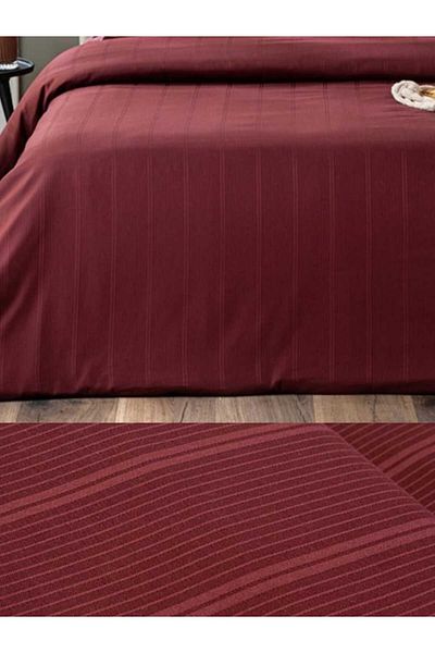 English Home Listra Burgundy Cotton Satin King Size Double Duvet Cover