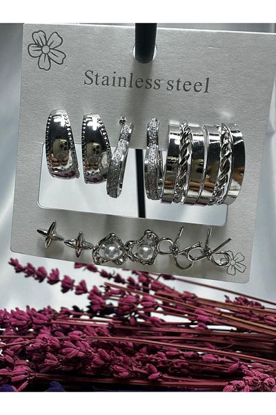 Mutenaura Stainless Steel Earring Set of 12
