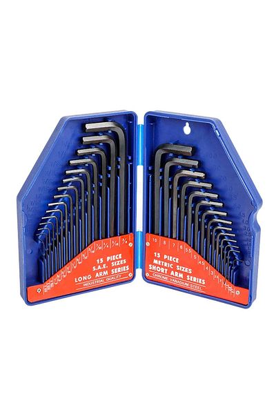 Workpro Wp222018 30 Piece Long Size Cr-V Metric/Inch Professional Allen Key Set