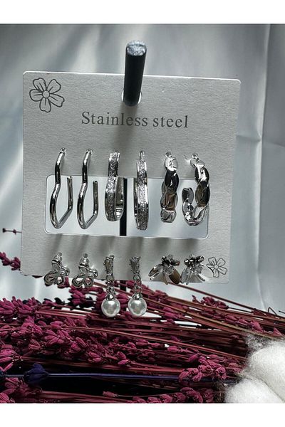 Mutenaura Stainless Steel Earring Set of 12
