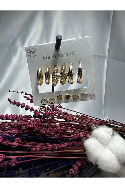 Mutenaura Stainless Steel Earring Set of 12