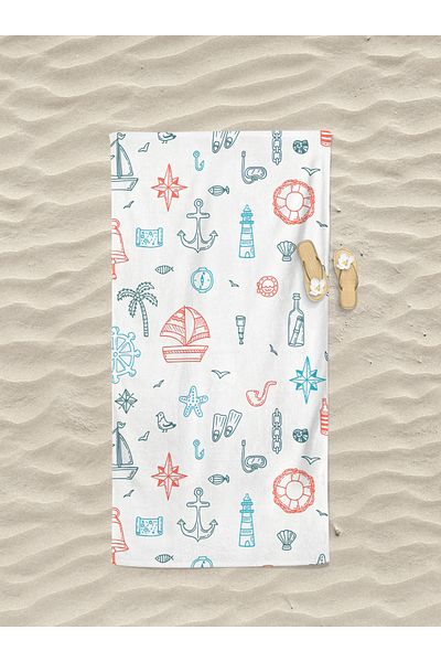 Home Seaside Patterned Digital Printed Beach Bath Towel