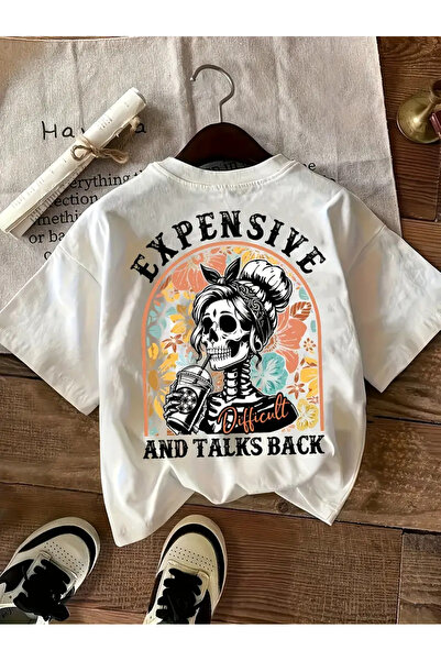 AEMİ Tricou unisex cu decolteu oversize imprimat scump și vorbește înapoi