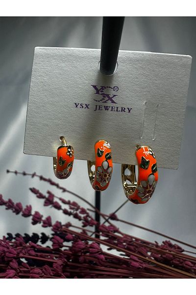 Mutenaura Stainless Steel Enameled Earrings 3 Pcs